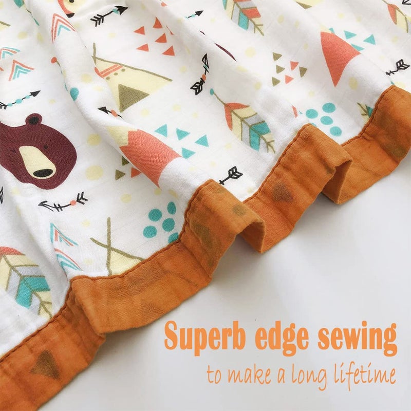 Farmer Mani Muslin Soft Swaddle Blanket, Baby Blankets for Boys Girls Toddler, Multiple Layer Swaddle Wrap, Practical Size 43 X 45 inchs (Fox Bear) - Image 5